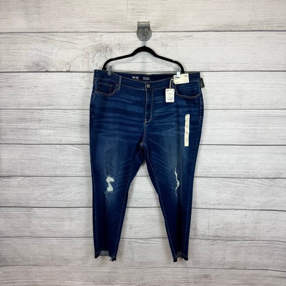 A New Approach Plus Size Dark Wash High Rise Distressed Jeggings Size 24W - Picture 1 of 8